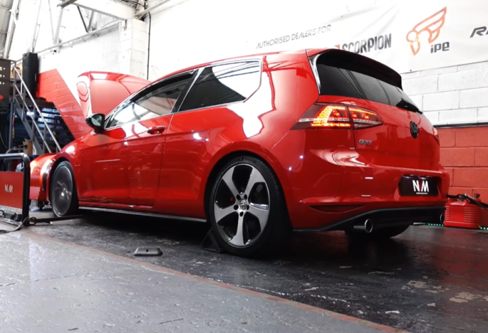 MK7 Gti in for custom tuning with intake and hi flow downpipe
